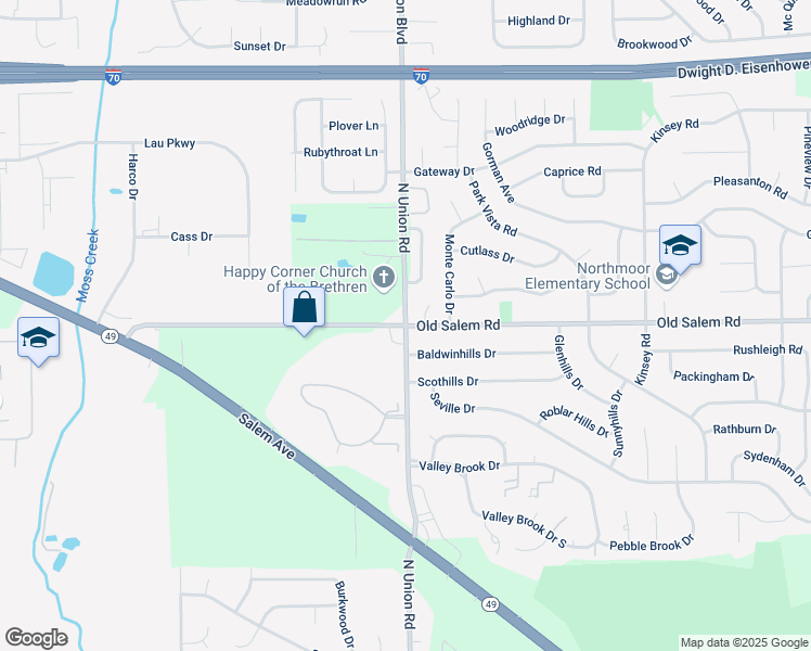 map of restaurants, bars, coffee shops, grocery stores, and more near 4999 Old Salem Road in Englewood
