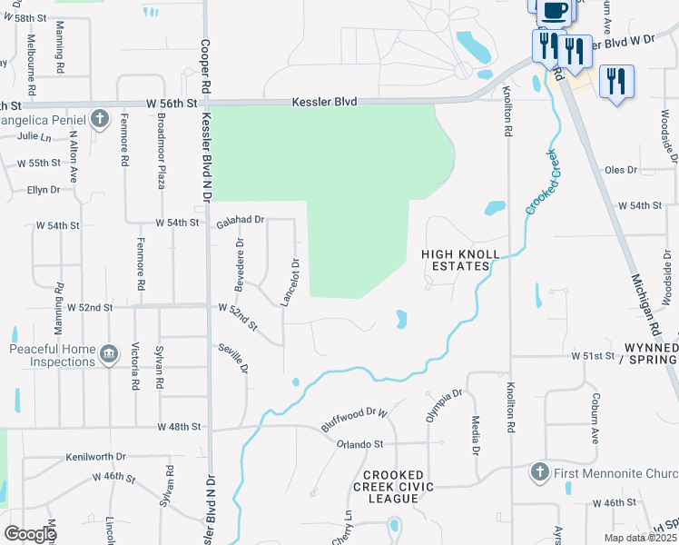 map of restaurants, bars, coffee shops, grocery stores, and more near in Indianapolis