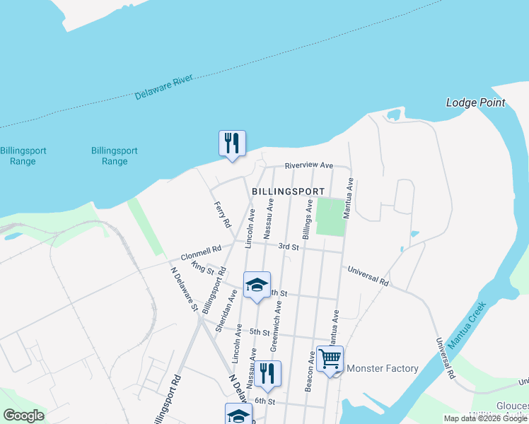 map of restaurants, bars, coffee shops, grocery stores, and more near 230 Nassau Ave in Paulsboro