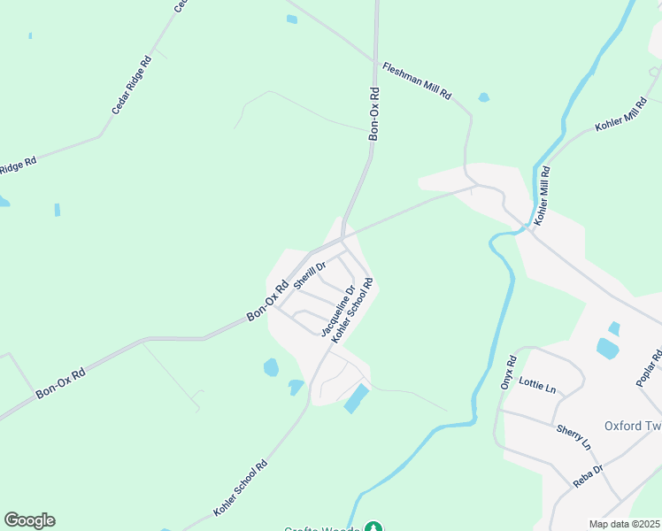 map of restaurants, bars, coffee shops, grocery stores, and more near 125 Sherill Drive in New Oxford