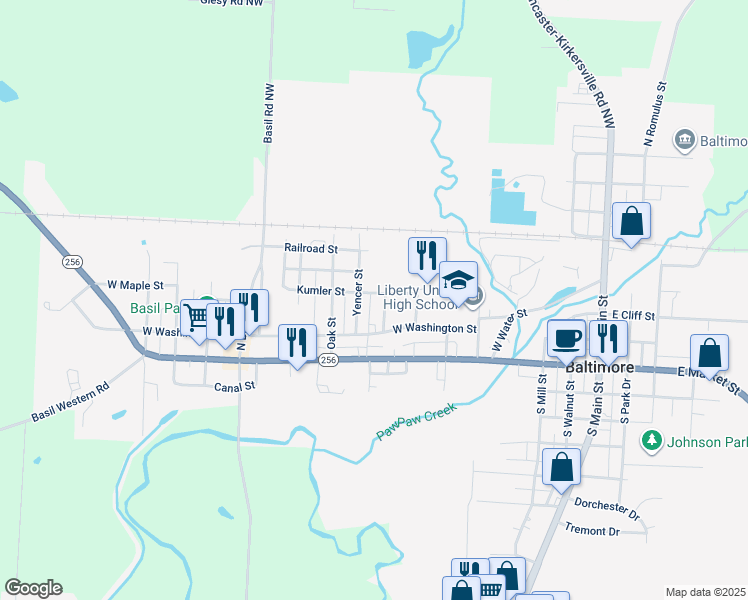 map of restaurants, bars, coffee shops, grocery stores, and more near 805 Kumler Street in Baltimore