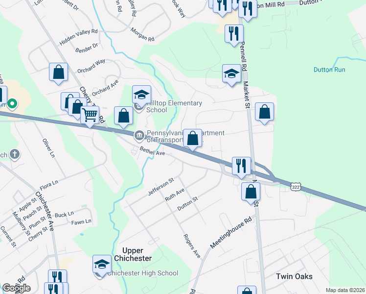 map of restaurants, bars, coffee shops, grocery stores, and more near 464 Conchester Highway in Aston
