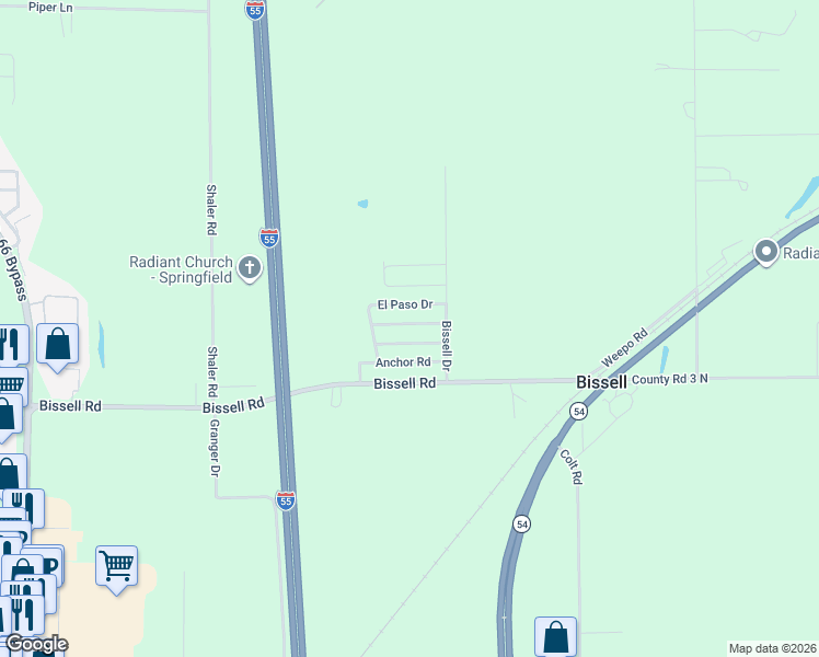 map of restaurants, bars, coffee shops, grocery stores, and more near 2-98 Castings Road in Springfield