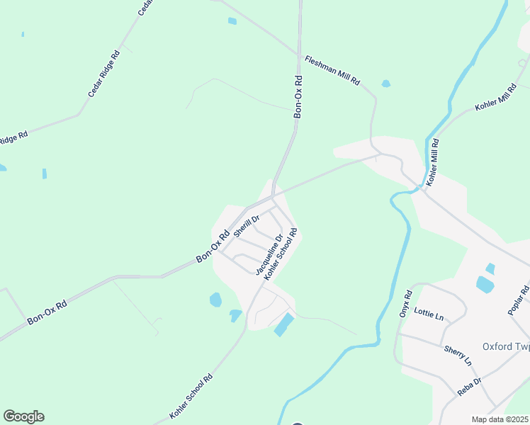 map of restaurants, bars, coffee shops, grocery stores, and more near 91 Sherrill Drive in New Oxford