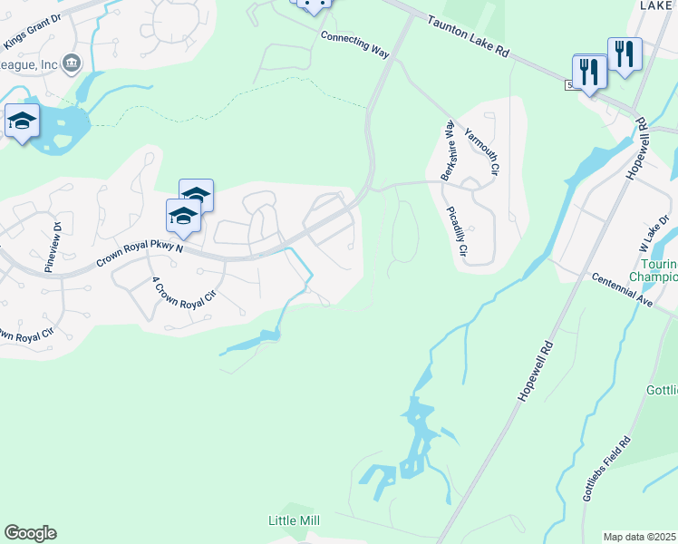 map of restaurants, bars, coffee shops, grocery stores, and more near 10 Doral Court in Evesham