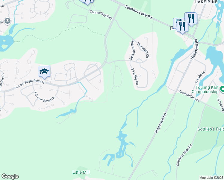 map of restaurants, bars, coffee shops, grocery stores, and more near 12 Par Court in Evesham Township