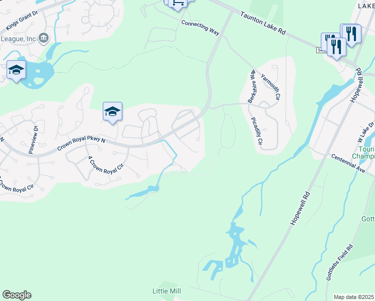 map of restaurants, bars, coffee shops, grocery stores, and more near 10 Doral Court in Evesham
