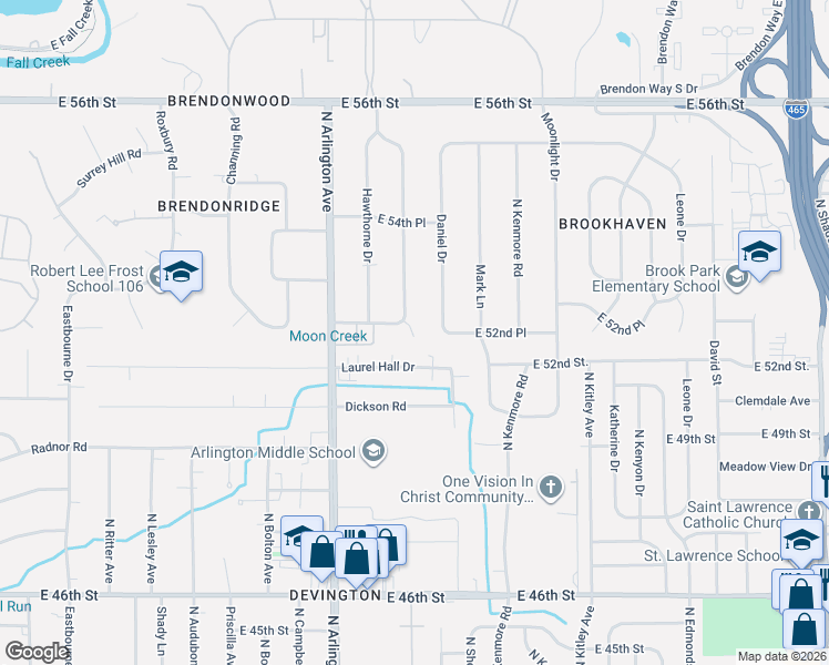 map of restaurants, bars, coffee shops, grocery stores, and more near 6062 Laurel Hall Drive in Indianapolis