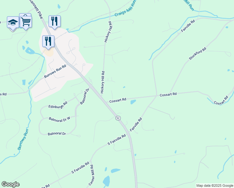 map of restaurants, bars, coffee shops, grocery stores, and more near in Chadds Ford