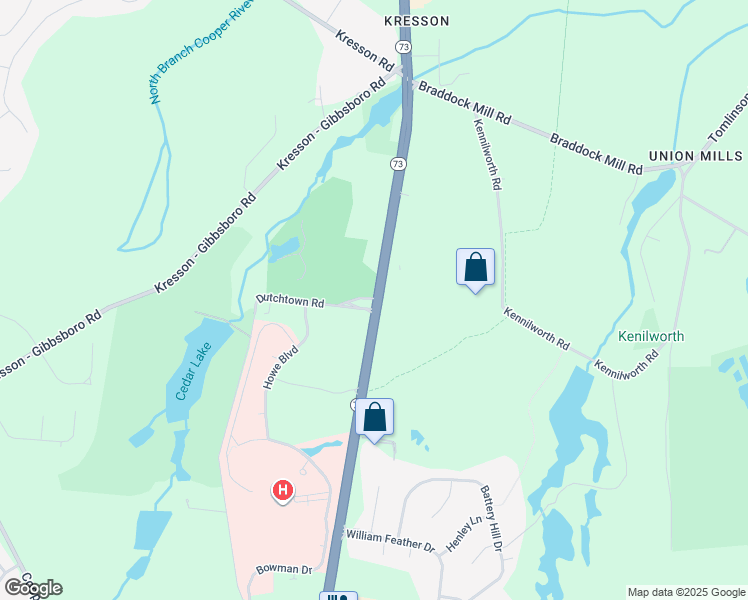 map of restaurants, bars, coffee shops, grocery stores, and more near 307 Berlin Kresson Road in Berlin Township