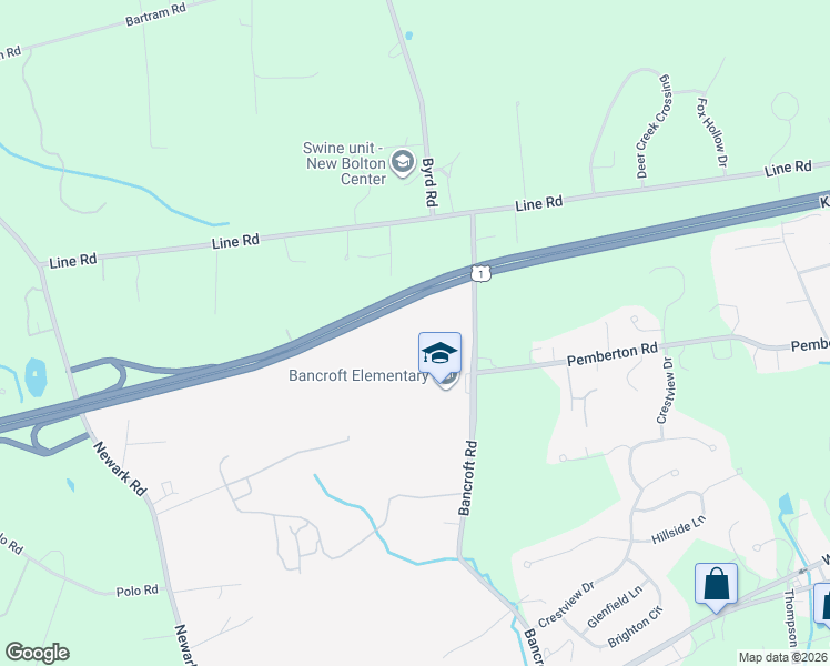 map of restaurants, bars, coffee shops, grocery stores, and more near 251 Bancroft Road in Kennett Square