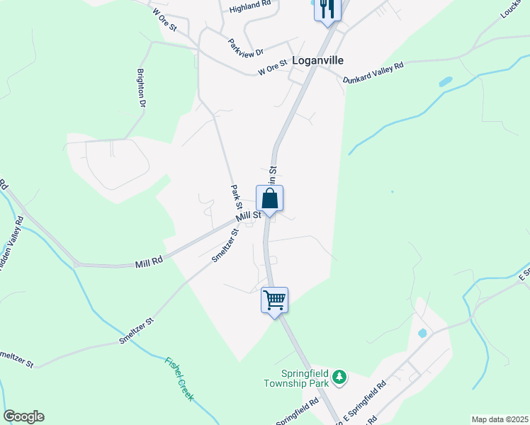map of restaurants, bars, coffee shops, grocery stores, and more near 180 South Main Street in Seven Valleys