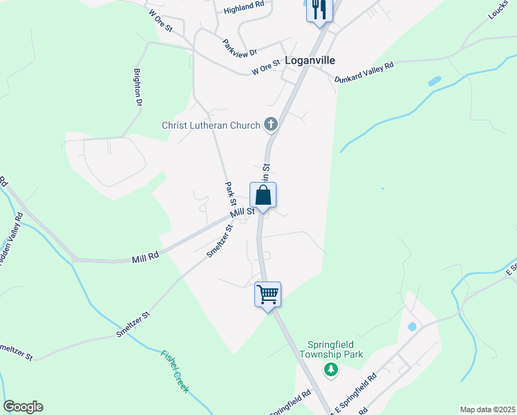 map of restaurants, bars, coffee shops, grocery stores, and more near 180 South Main Street in Stewartstown