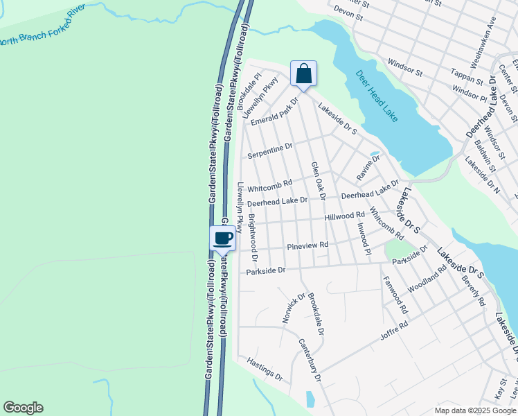 map of restaurants, bars, coffee shops, grocery stores, and more near 2116 Deerhead Lake Drive in Lacey Township