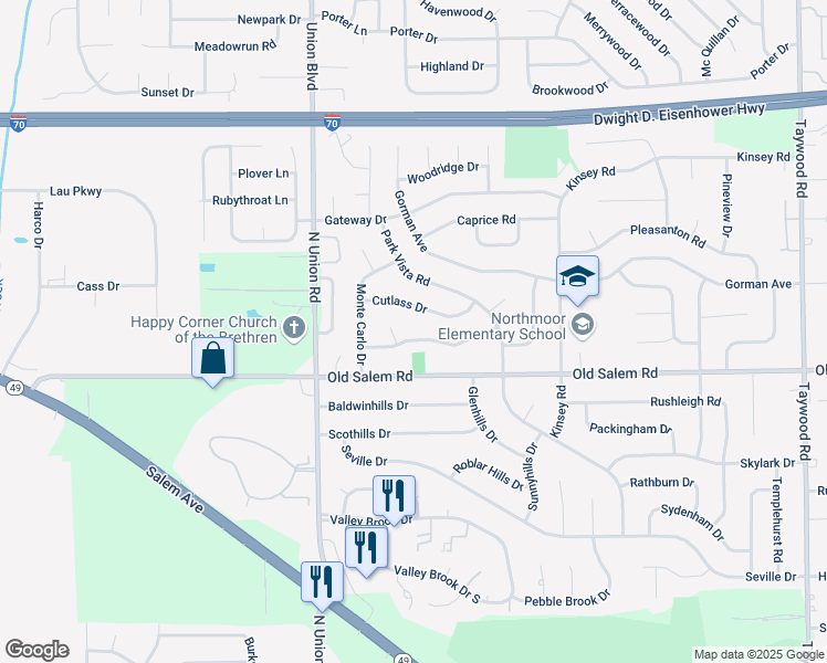 map of restaurants, bars, coffee shops, grocery stores, and more near 4619 Dartford Road in Englewood