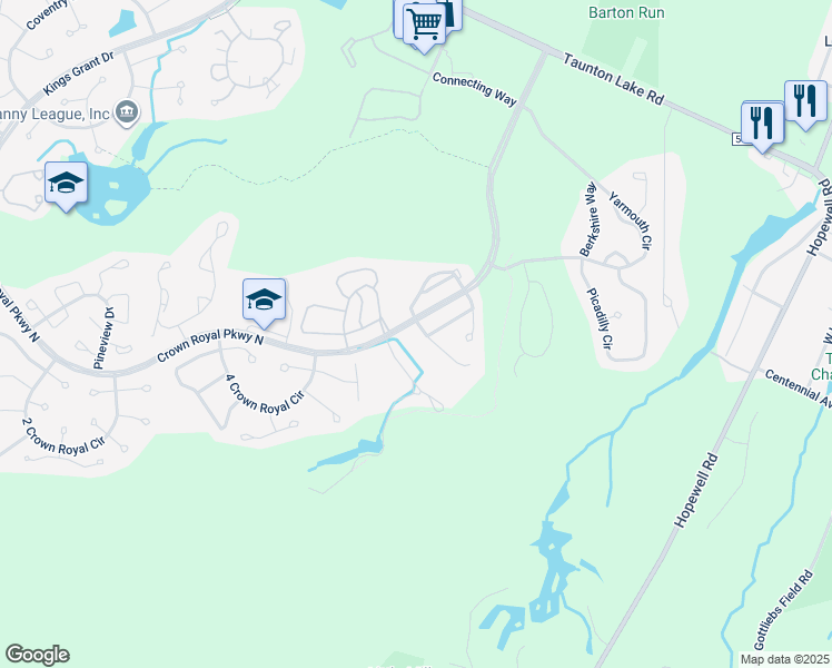 map of restaurants, bars, coffee shops, grocery stores, and more near 1 Doral Court in Evesham Township
