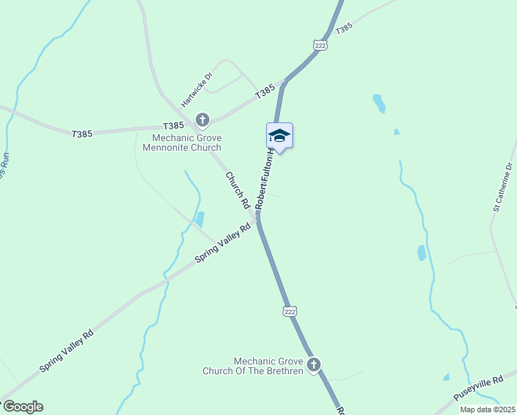 map of restaurants, bars, coffee shops, grocery stores, and more near U.S. 222 in Quarryville