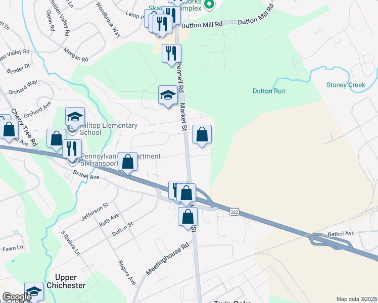 map of restaurants, bars, coffee shops, grocery stores, and more near 4 Story Road in Aston