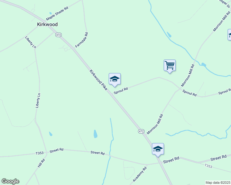map of restaurants, bars, coffee shops, grocery stores, and more near 670 Creek Road in Christiana