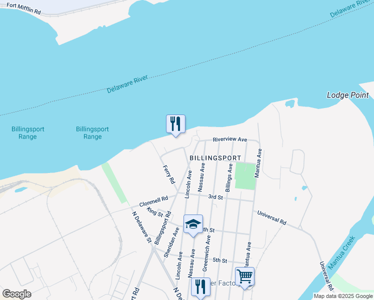 map of restaurants, bars, coffee shops, grocery stores, and more near 95 Benners Avenue in Paulsboro