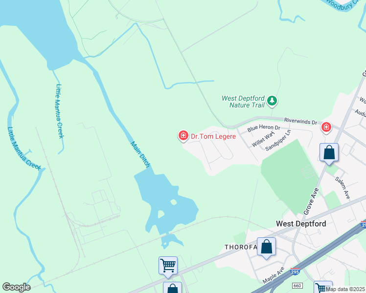 map of restaurants, bars, coffee shops, grocery stores, and more near 13 Starling Ct in West Deptford