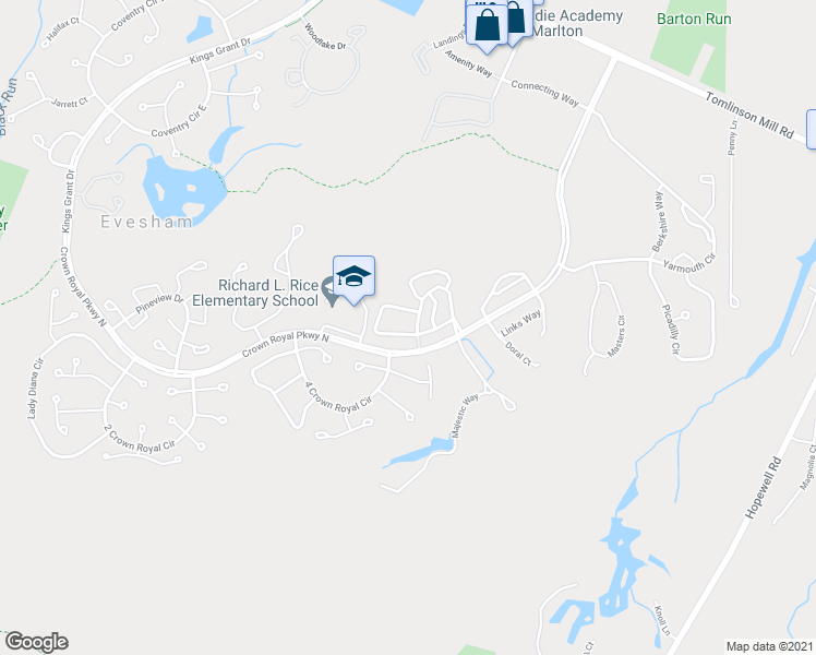 map of restaurants, bars, coffee shops, grocery stores, and more near 29 Summit Court in Evesham