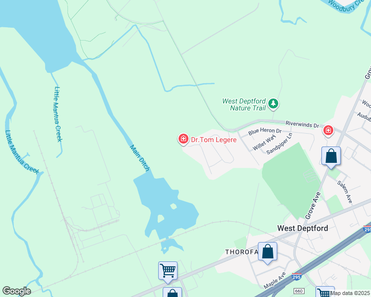 map of restaurants, bars, coffee shops, grocery stores, and more near 13 Starling Court in West Deptford