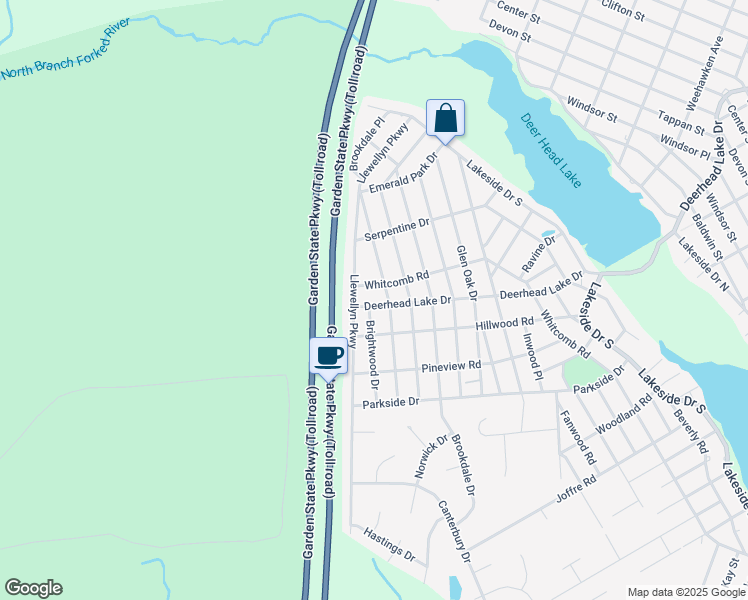 map of restaurants, bars, coffee shops, grocery stores, and more near 2116 Deerhead Lake Drive in Lacey Township