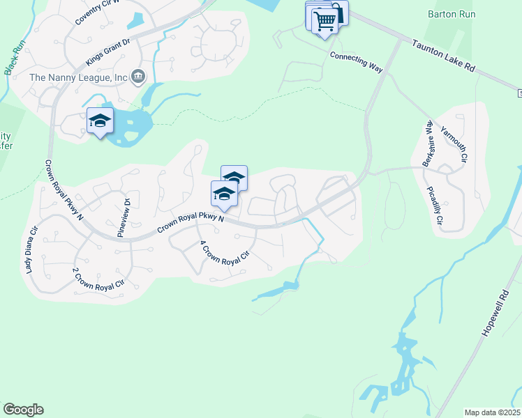 map of restaurants, bars, coffee shops, grocery stores, and more near 19 Summit Court in Evesham