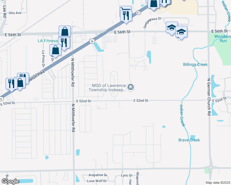map of restaurants, bars, coffee shops, grocery stores, and more near 5236 Traditions Road in Indianapolis