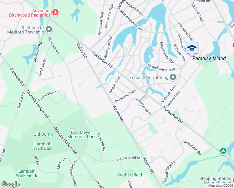 map of restaurants, bars, coffee shops, grocery stores, and more near 176 Wabeeno Trail in Medford
