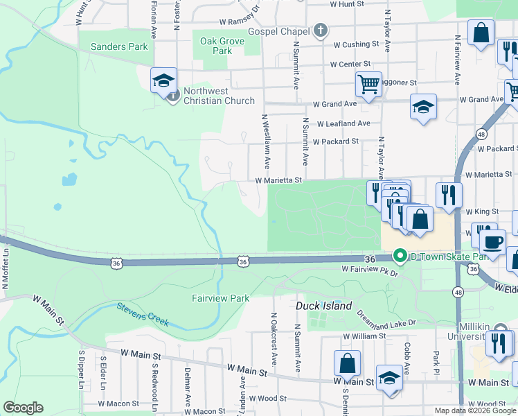map of restaurants, bars, coffee shops, grocery stores, and more near 901 Linden Avenue in Decatur