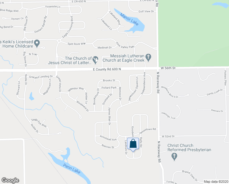 map of restaurants, bars, coffee shops, grocery stores, and more near 5829 Scotland Street in Indianapolis