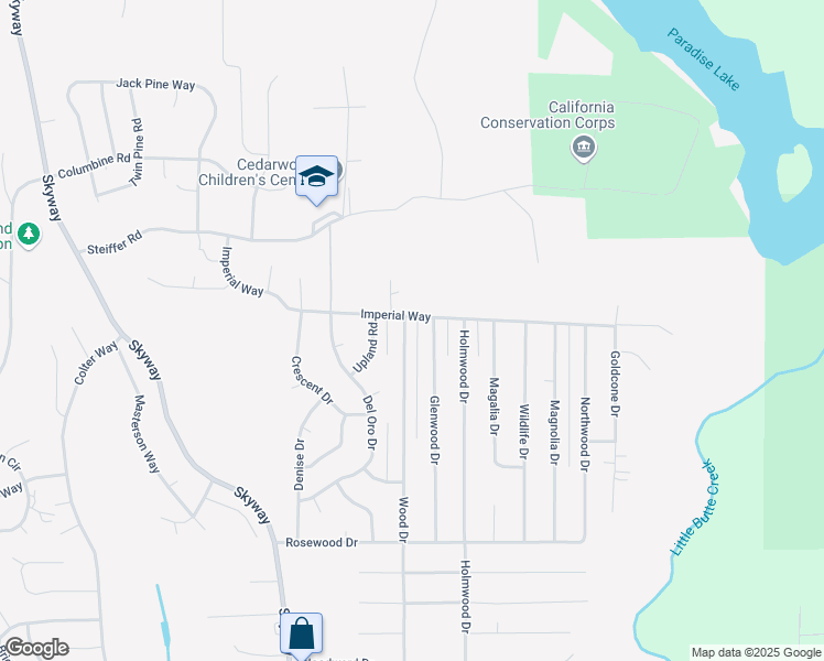 map of restaurants, bars, coffee shops, grocery stores, and more near 14864 Wood Drive in Magalia