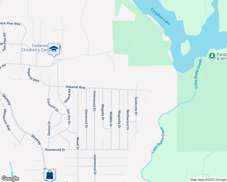 map of restaurants, bars, coffee shops, grocery stores, and more near 14870 Wildlife Drive in Magalia