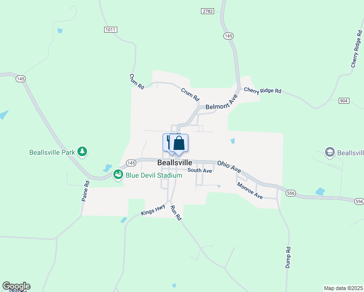 map of restaurants, bars, coffee shops, grocery stores, and more near 43046 Ohio Avenue in Beallsville