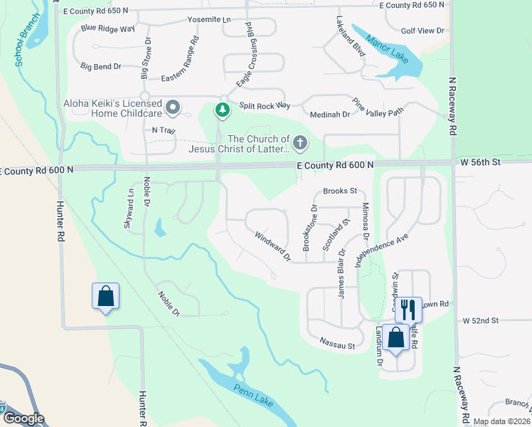 map of restaurants, bars, coffee shops, grocery stores, and more near 5809 Regal Court in Indianapolis