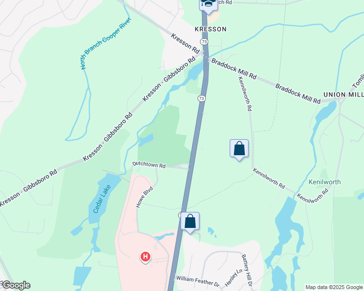 map of restaurants, bars, coffee shops, grocery stores, and more near 307-311 Berlin Kresson Road in Voorhees Township
