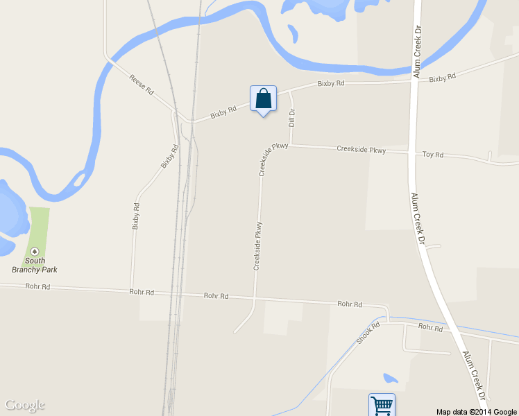 map of restaurants, bars, coffee shops, grocery stores, and more near Creekside Parkway in Lockbourne