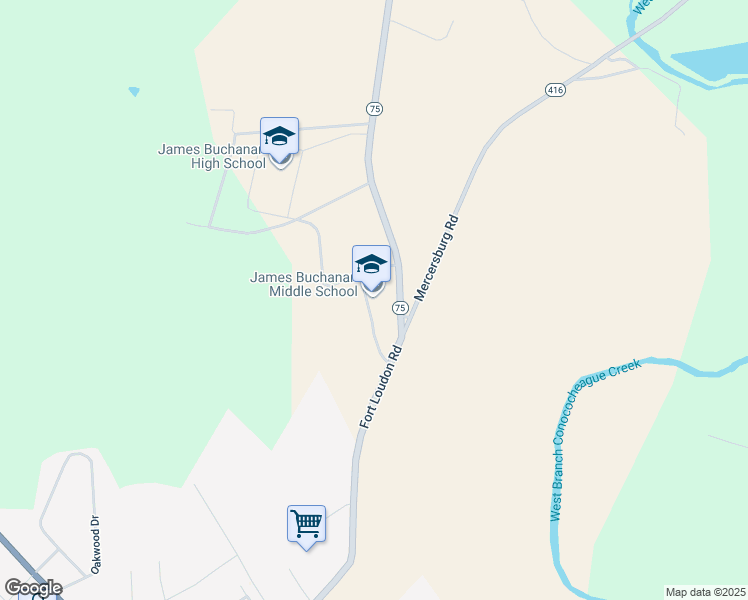 map of restaurants, bars, coffee shops, grocery stores, and more near 5191 Fort Loudon Road in Mercersburg