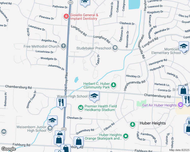 map of restaurants, bars, coffee shops, grocery stores, and more near 5660 Calico Court in Dayton