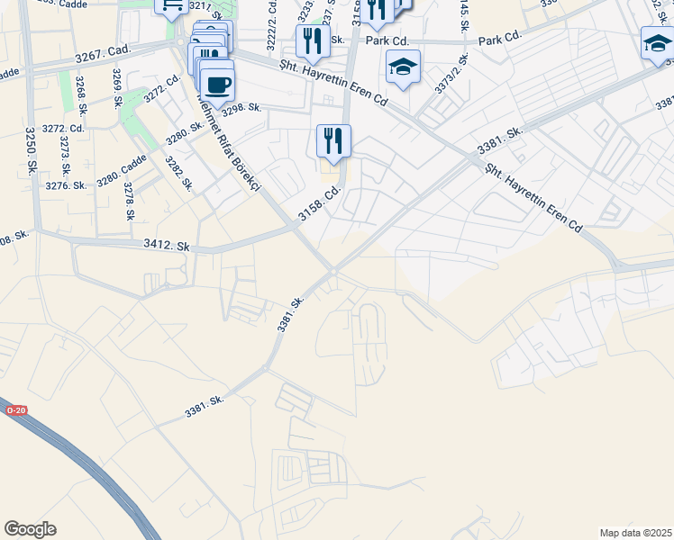 map of restaurants, bars, coffee shops, grocery stores, and more near 67 3381. Sokak in Yenimahalle