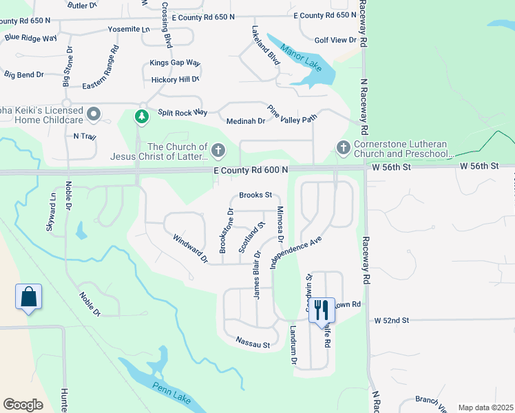 map of restaurants, bars, coffee shops, grocery stores, and more near 10646 Pollard Park in Indianapolis