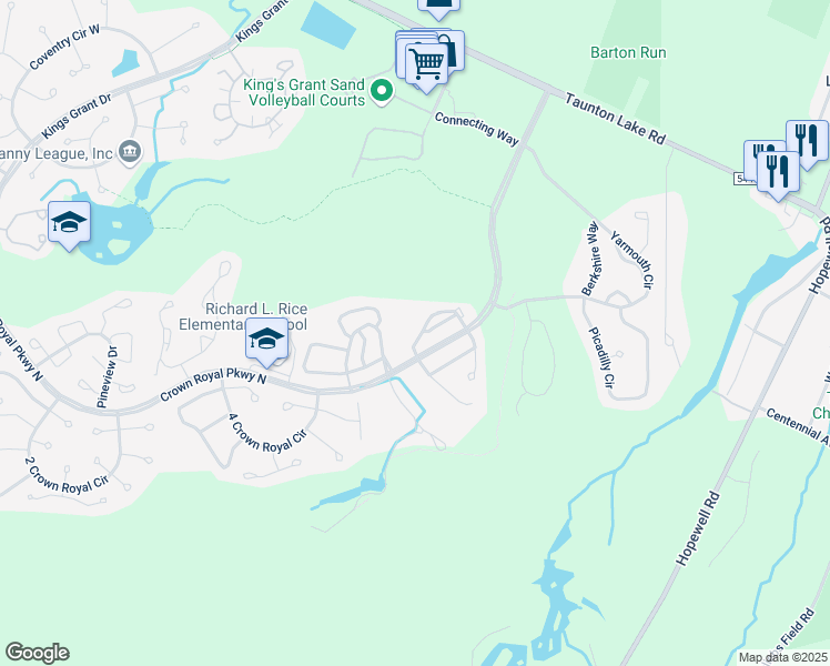 map of restaurants, bars, coffee shops, grocery stores, and more near 23 Inverness Circle in Evesham Township