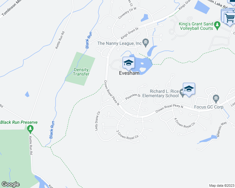 map of restaurants, bars, coffee shops, grocery stores, and more near 4 Teaberry Court in Evesham Township