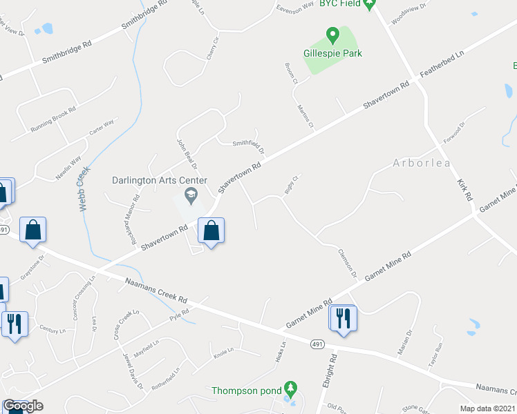 map of restaurants, bars, coffee shops, grocery stores, and more near 7 William Beaser Drive in Garnet Valley