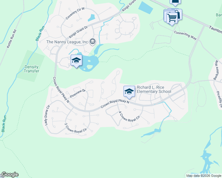 map of restaurants, bars, coffee shops, grocery stores, and more near 82 Five Crown Royal in Evesham Township