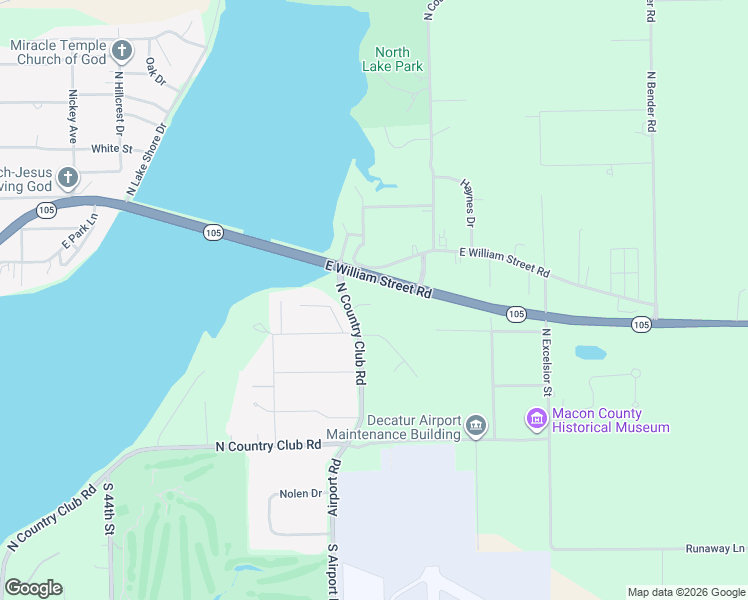map of restaurants, bars, coffee shops, grocery stores, and more near 600 North Country Club Road in Decatur