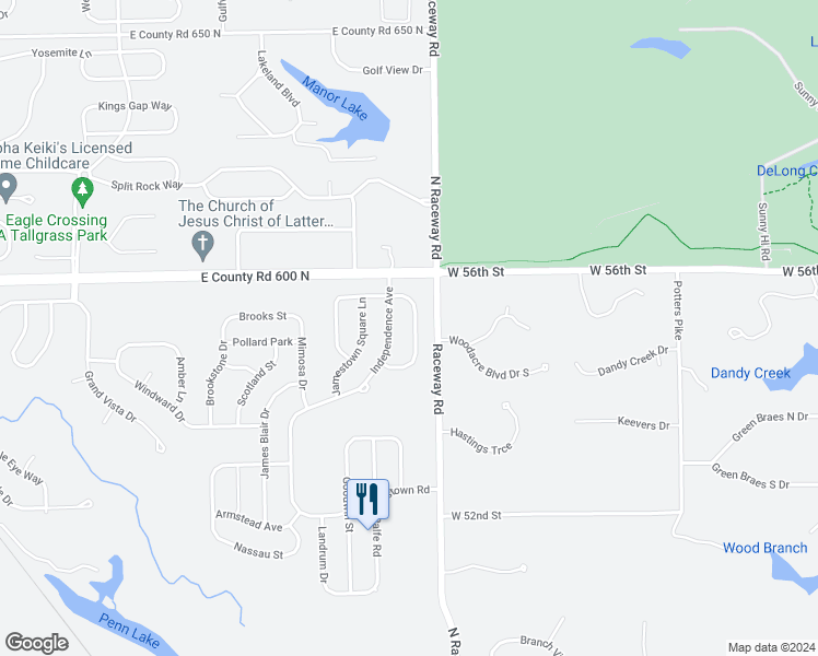 map of restaurants, bars, coffee shops, grocery stores, and more near 5890 Courtyard Crescent in Indianapolis