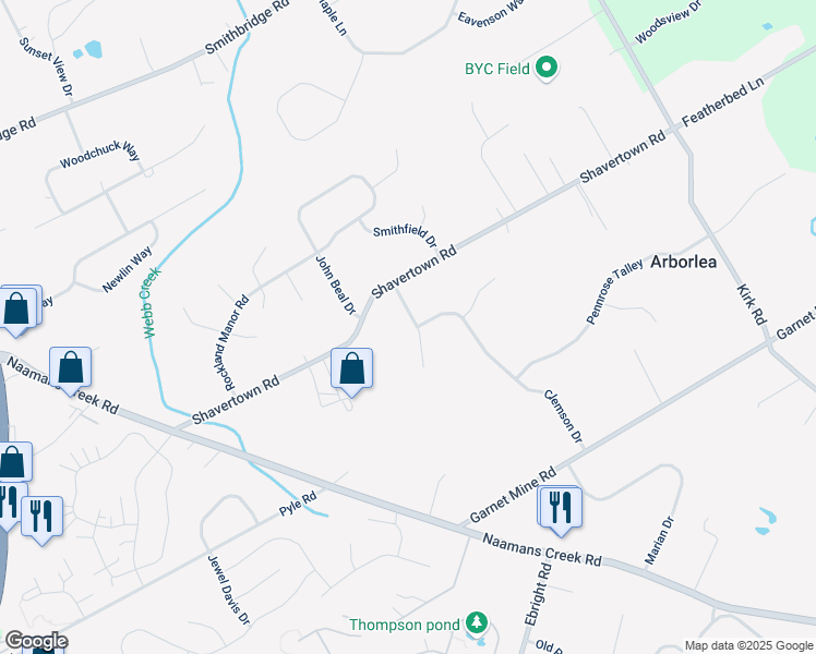 map of restaurants, bars, coffee shops, grocery stores, and more near 7 William Beaser Drive in Garnet Valley